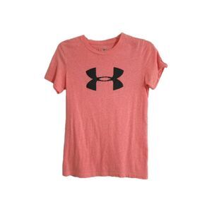 Under Armour Heatgear T-Shirt Women's Small Tee Peach Black Slim Fit Tee